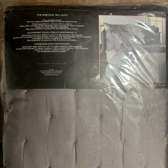 DONNA KARAN HOME THE ESSENTIAL SILK QUILT   |  FULL/QUEEN  |  CHARCOAL - Picture 3 of 3